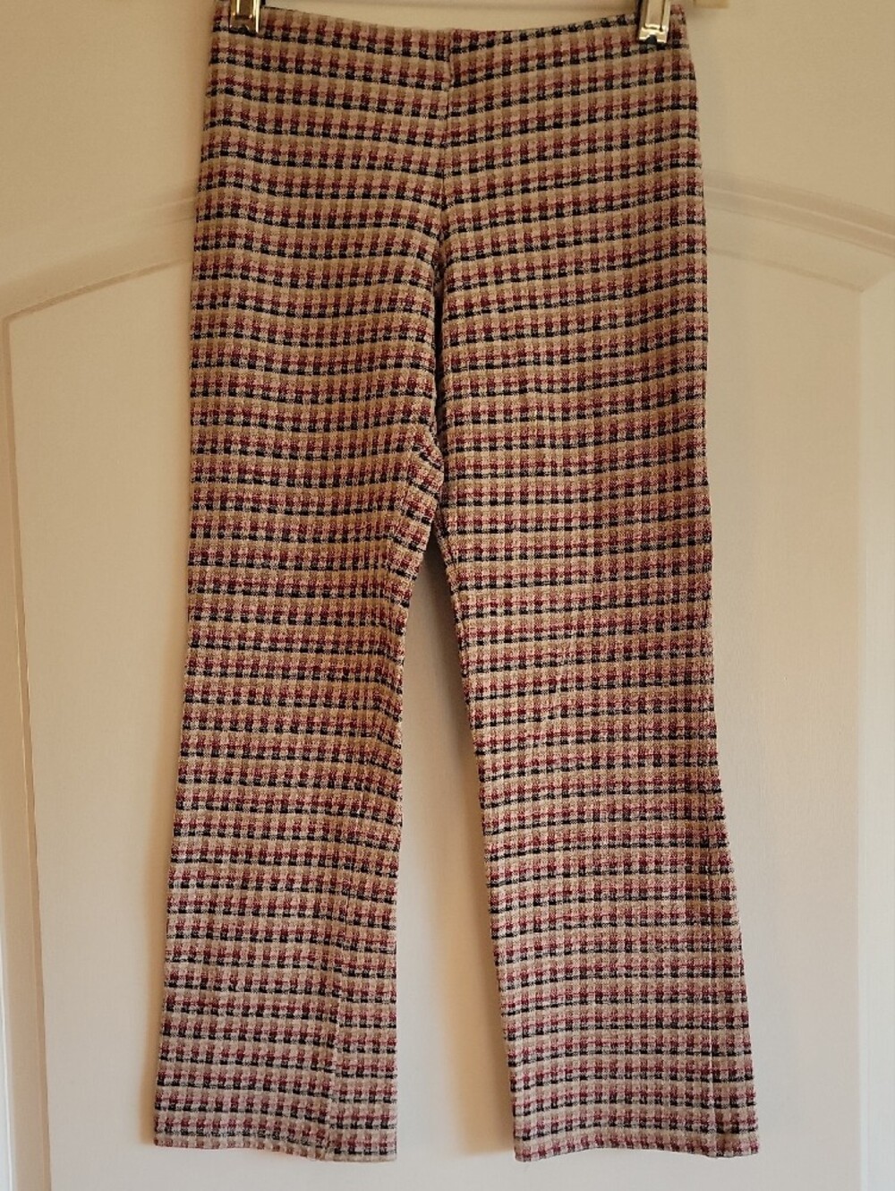 White Fawn Girls Plaid Kicker Stretch Flare Pants Tillys Size Small 7/8